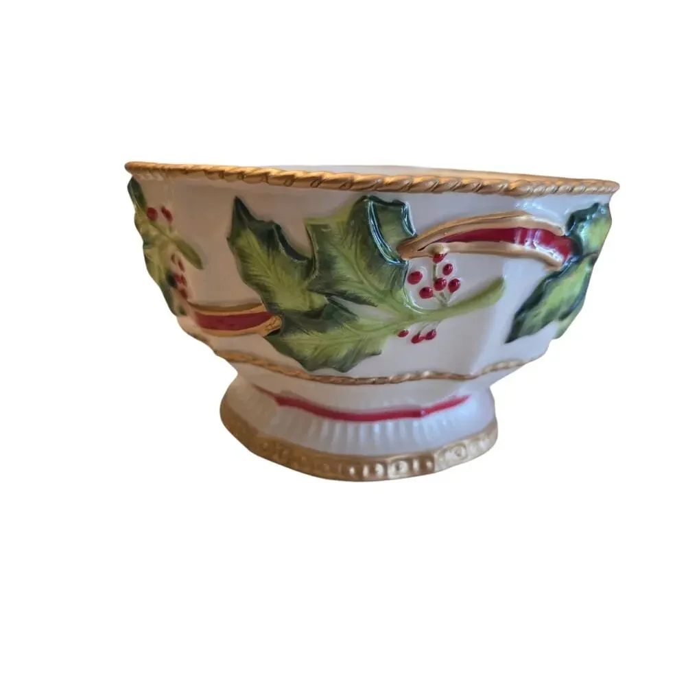 Fitz And Floyd Holiday Berry Bowl Christmas Holiday With Box New Open Box
